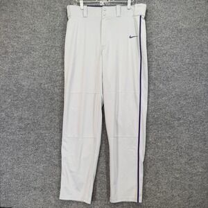 Nike Baseball Pants Mens Large Gray Purple Piping Dri-FIT Performance Athletic